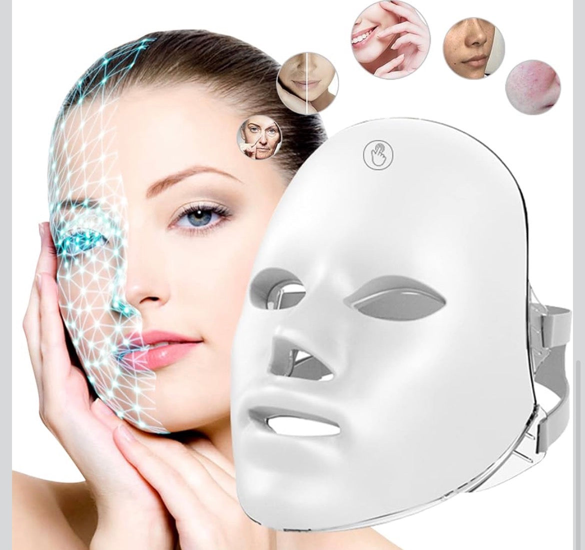 7-Farben LED Gesichtmaske mit hals- anti-aging-& Hautverjüngen