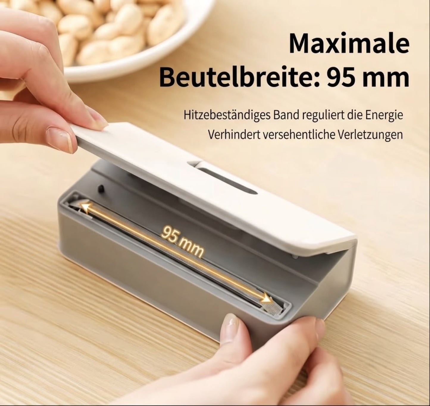 Tragbarer Mini Beutel-Verschließer mit Digitalanzeige & 6 Stufen – Akku Folienschweißgerät für Snack- & Frischhaltebeutel