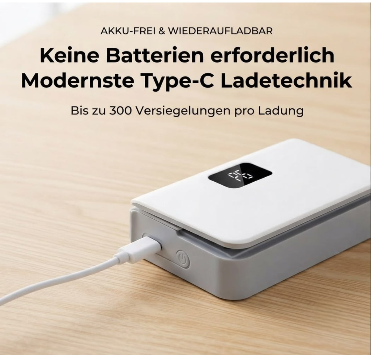 Wiederaufladbarer Mini Beutelversiegler mit Cutter & 6 Stufen