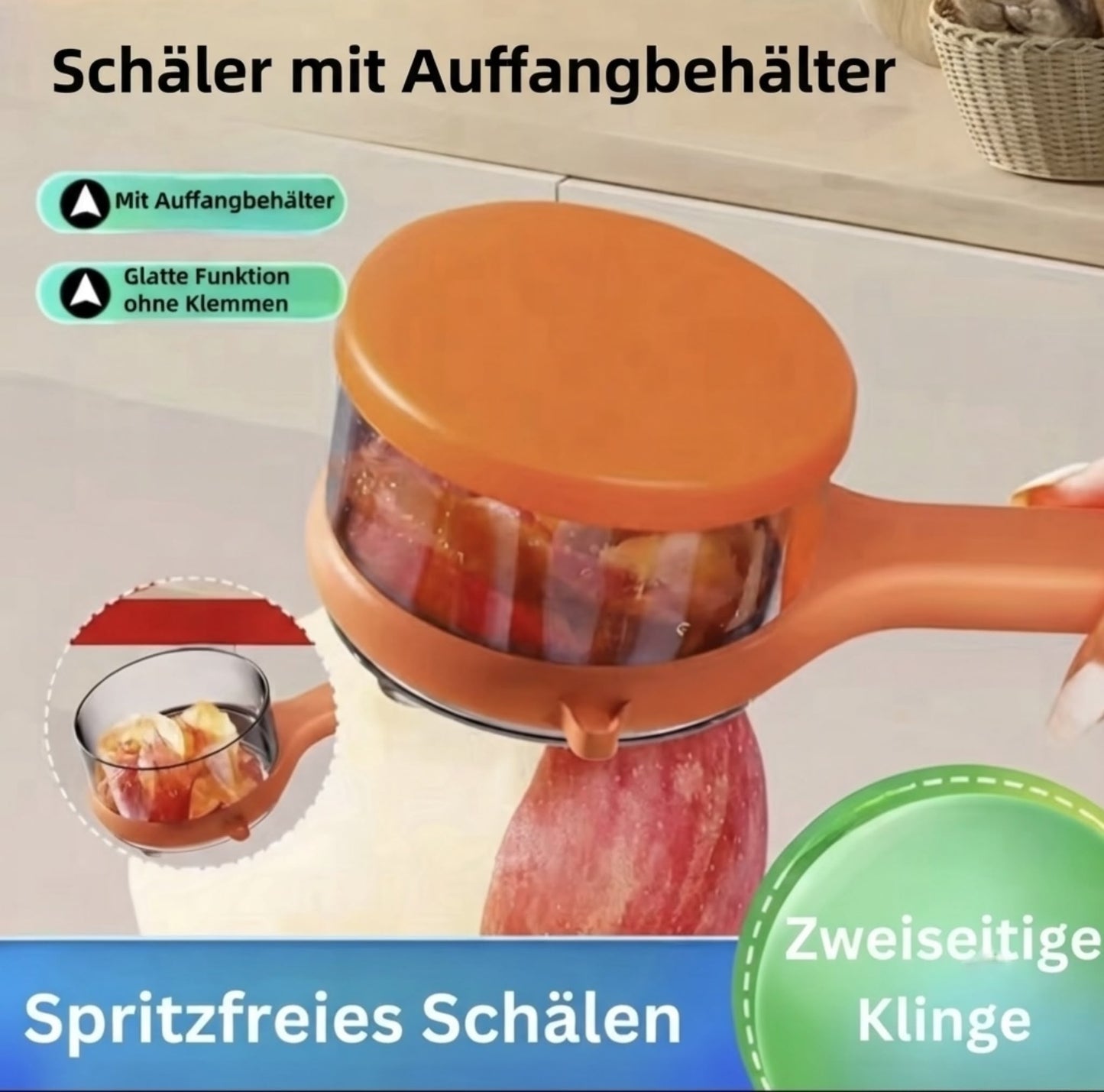 Praktischer Gemüseschäler mit Auffangbehälter – Kein Schmutz beim Schälen