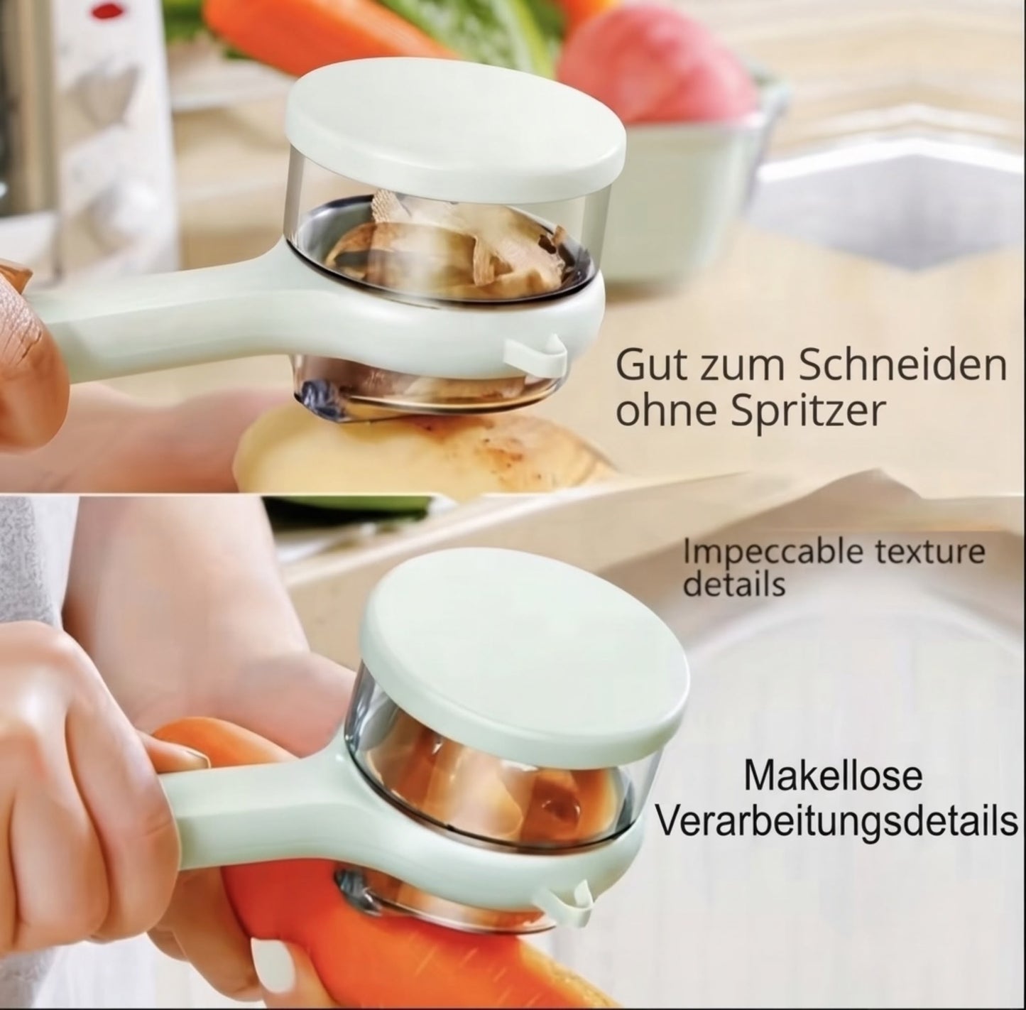 Praktischer Gemüseschäler mit Auffangbehälter – Kein Schmutz beim Schälen